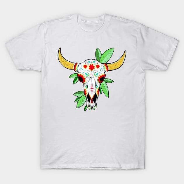 Mexican bull skull T-Shirt by LalART Shop